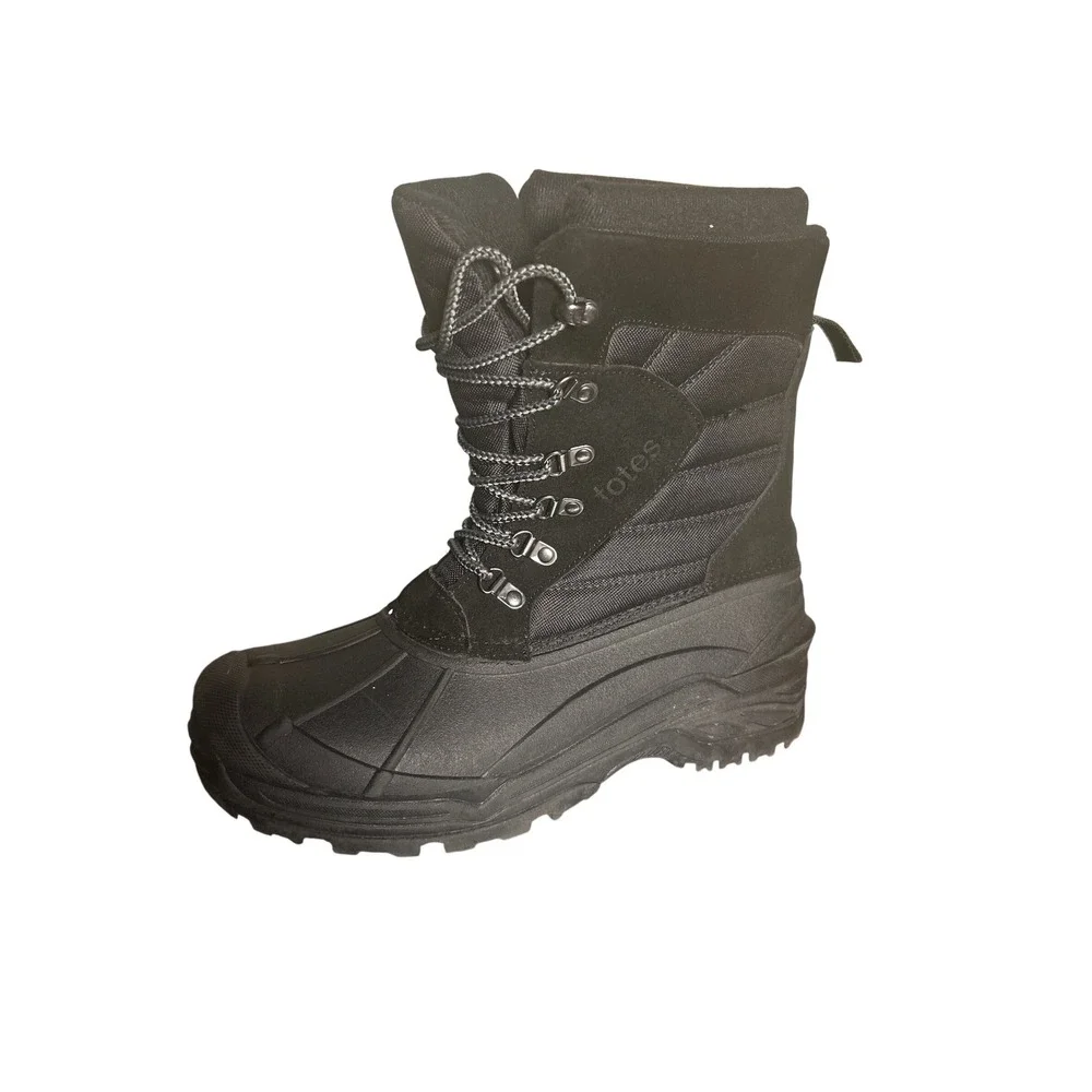Totes Mens 11 MED Black Winter Snow Boots Cold Weather Outdoor Water Resistant - Picture 7 of 9